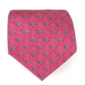 Vineyard Vines Custom Collection Pink GOLF Novelty Classic Wide Silk Necktie